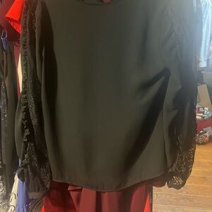 Who What Wear Black Lace Sleeve Blouse